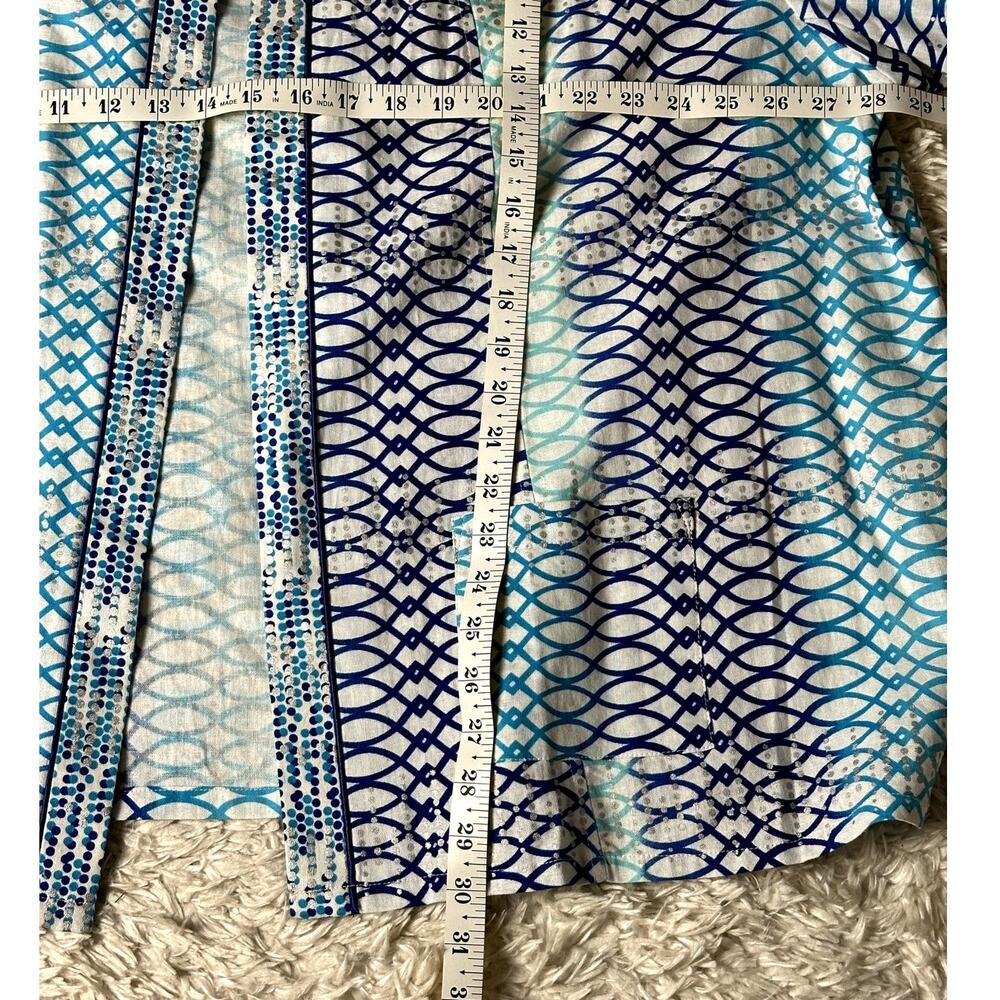Maggie Barnes Linen Blend Blues Silver Cardigan Open Jacket Women Sz 3X (26/28) - Picture 4 of 11